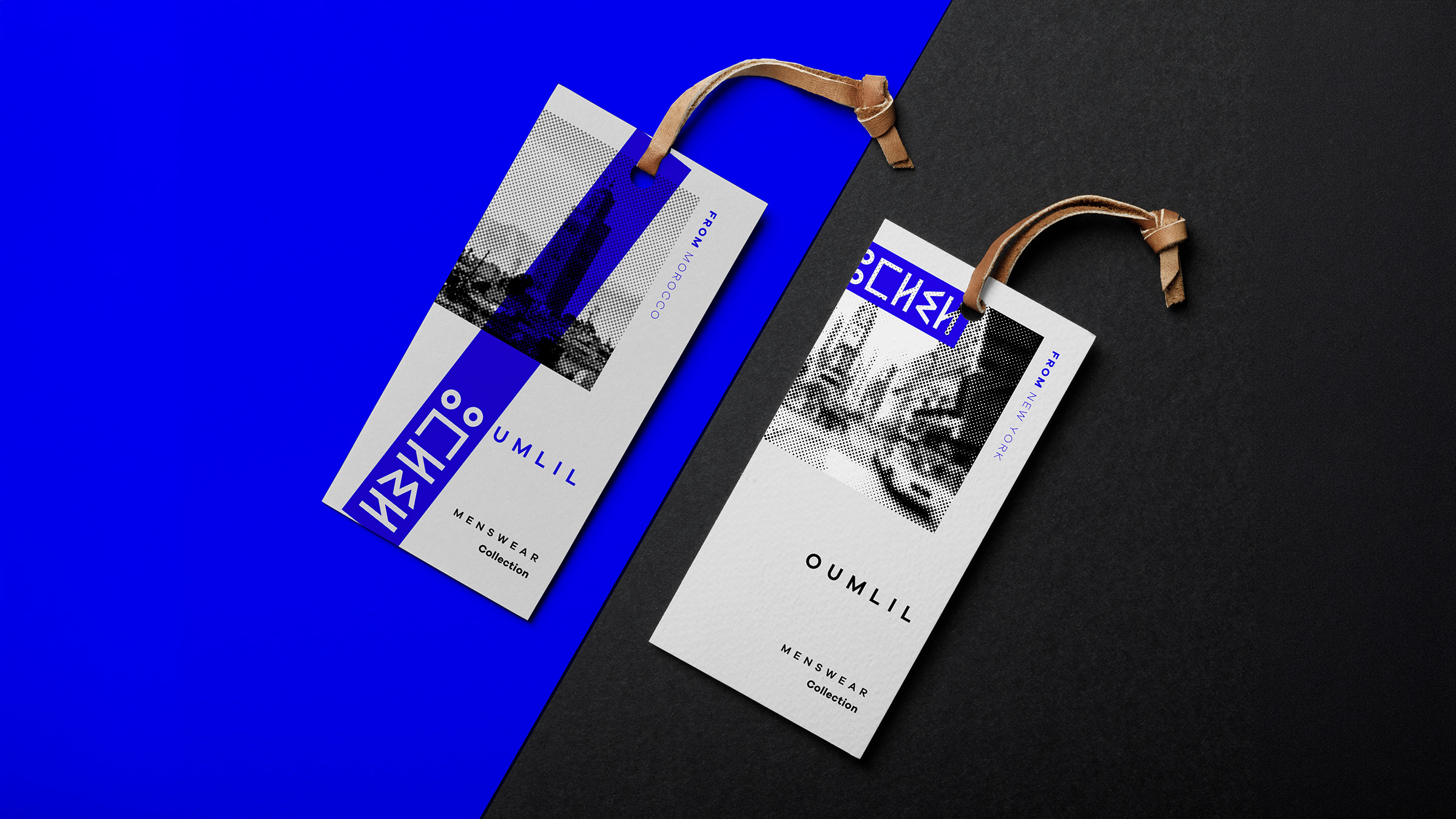 Oumlil hangtags — from Morocco and from New York, menswear collection