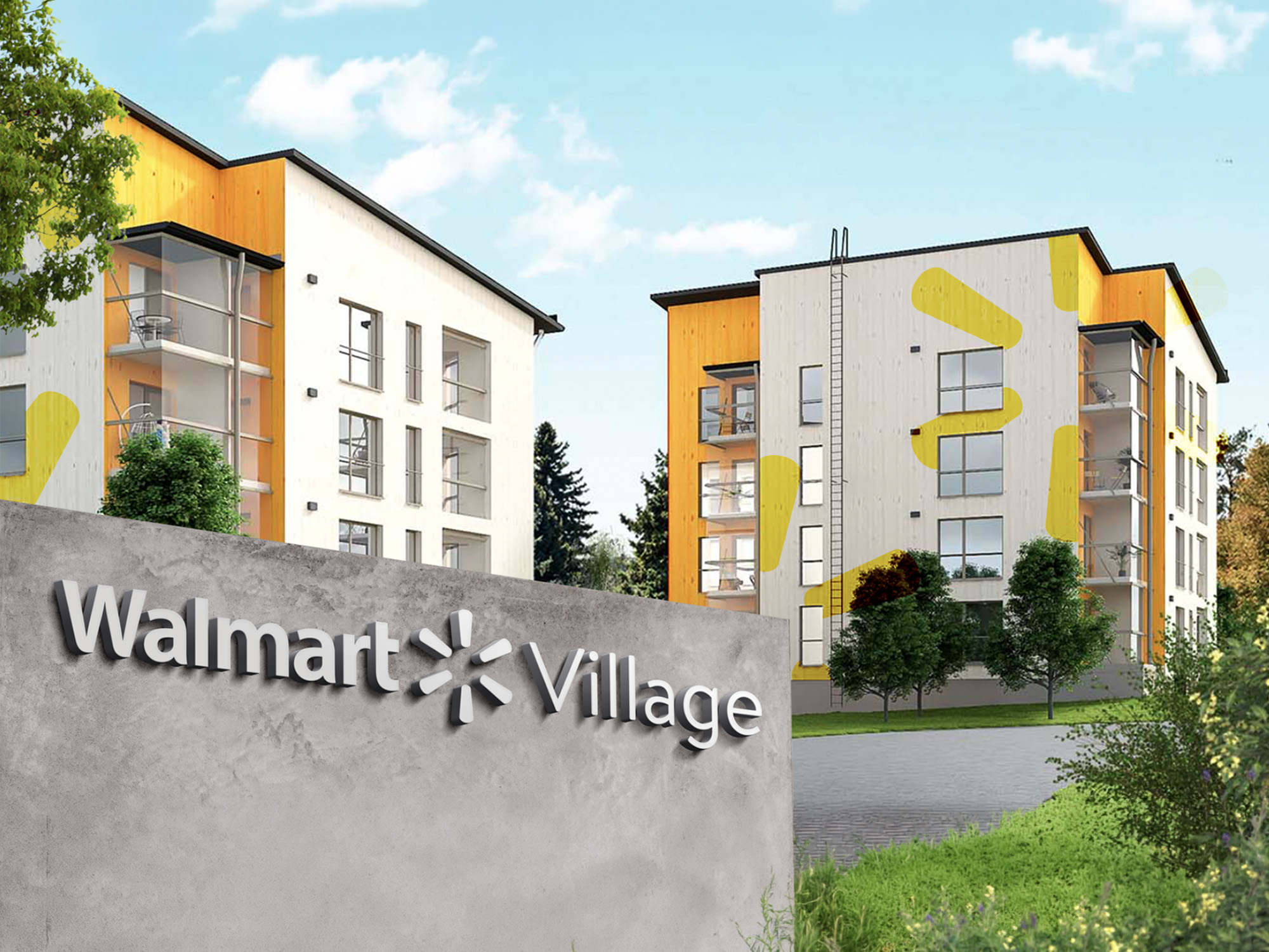 Walmart Village — affordable housing rendering for associates